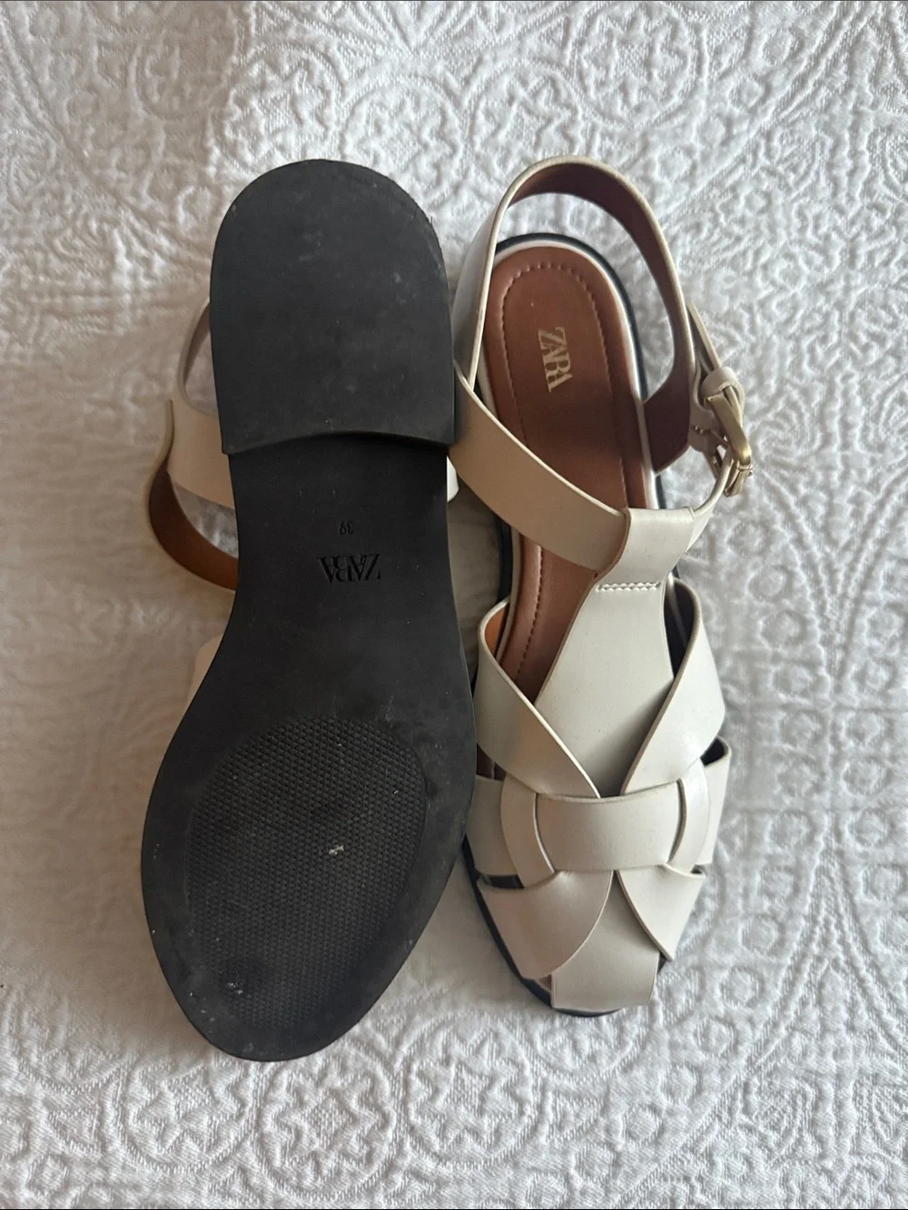 Sara Women’s White Woven Slingback Sandals - Picture 2 of 2